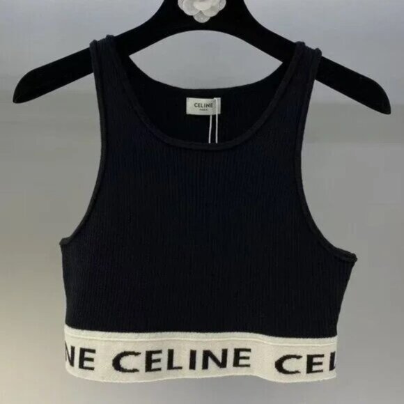 0 Tops - Celine women's crop top  in black